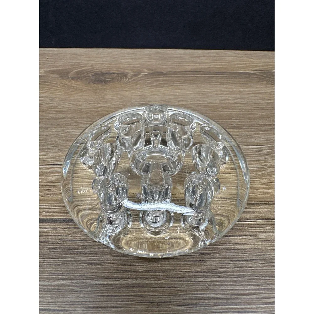 Vintage Glass Flower Frog 10 Hole 3 Inch Clear Vase Insert